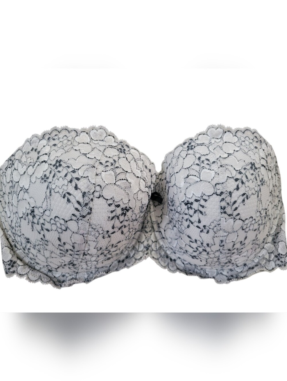 Victoria's Secret Strapless Lace Push-Up Bra in White and Black